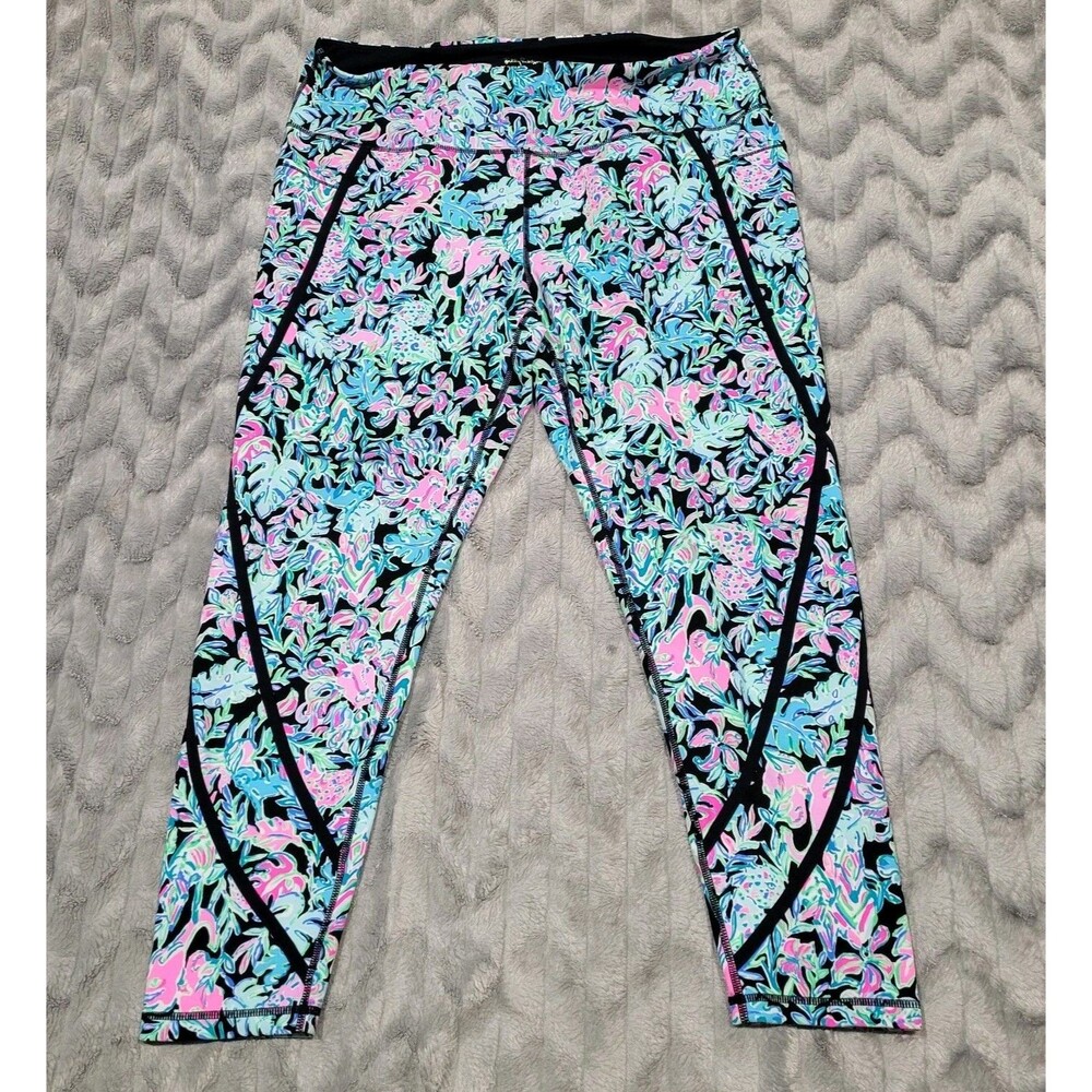 Lilly Pulitzer Luxlectic Womens XXL Neon Floral Leaf Lets Get Wild Leggings